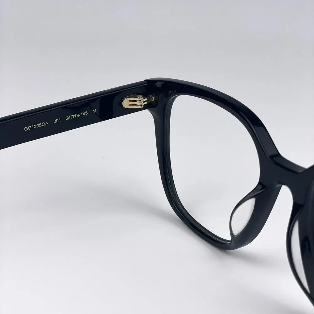 Gucci GG1305OA 001 Eyeglasses Black Havana Rectangle Women